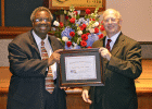 Senator Hank Sanders accepts award