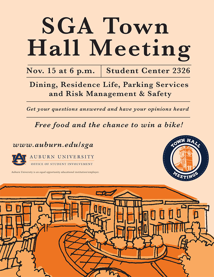 Official SGA Town Hall flyer